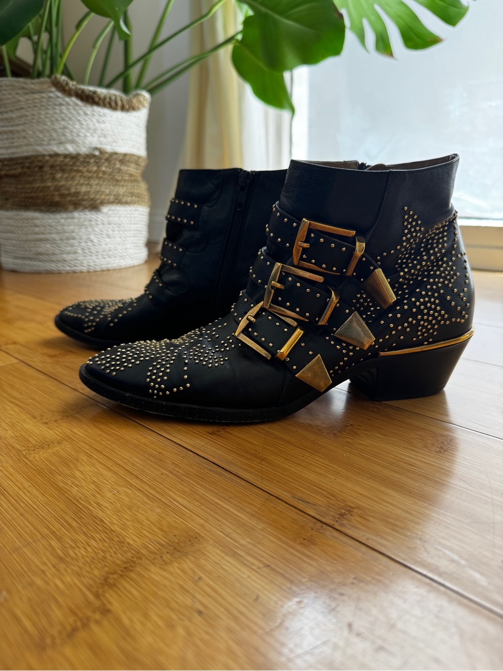 CHLOE, 5, EU 35, Susanna ankle boot in black and gold - Picture 3 of 6